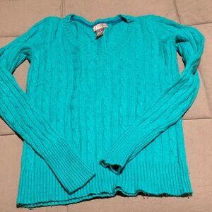 Women's Teal Cable Knit Sweater